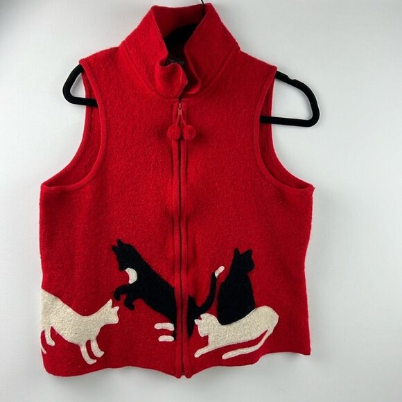 TanJay Jackets & Blazers - Vintage Red TanJay Full Zipper with black & white appliques pompom tassle